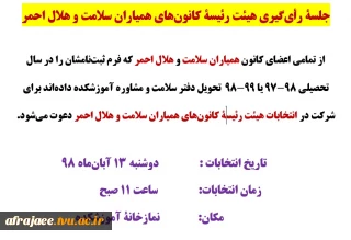 جلسۀ رأی‌گیری هیئت رئیسۀ کانون‌های همیاران سلامت و هلال احمر