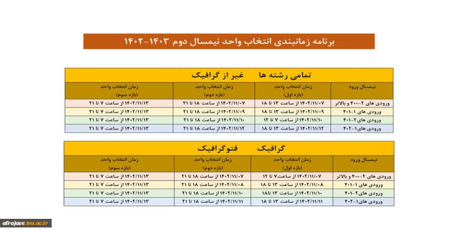 اطلاعیه و ملزومات انتخاب واحد نیمسال 022 5