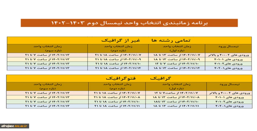 اطلاعیه و ملزومات انتخاب واحد نیمسال 022 5